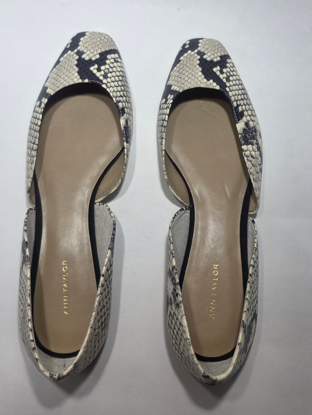 Ann Taylor | Mykelti Snake Print D'Orsay Pointed Toe Flats, Size 8.5